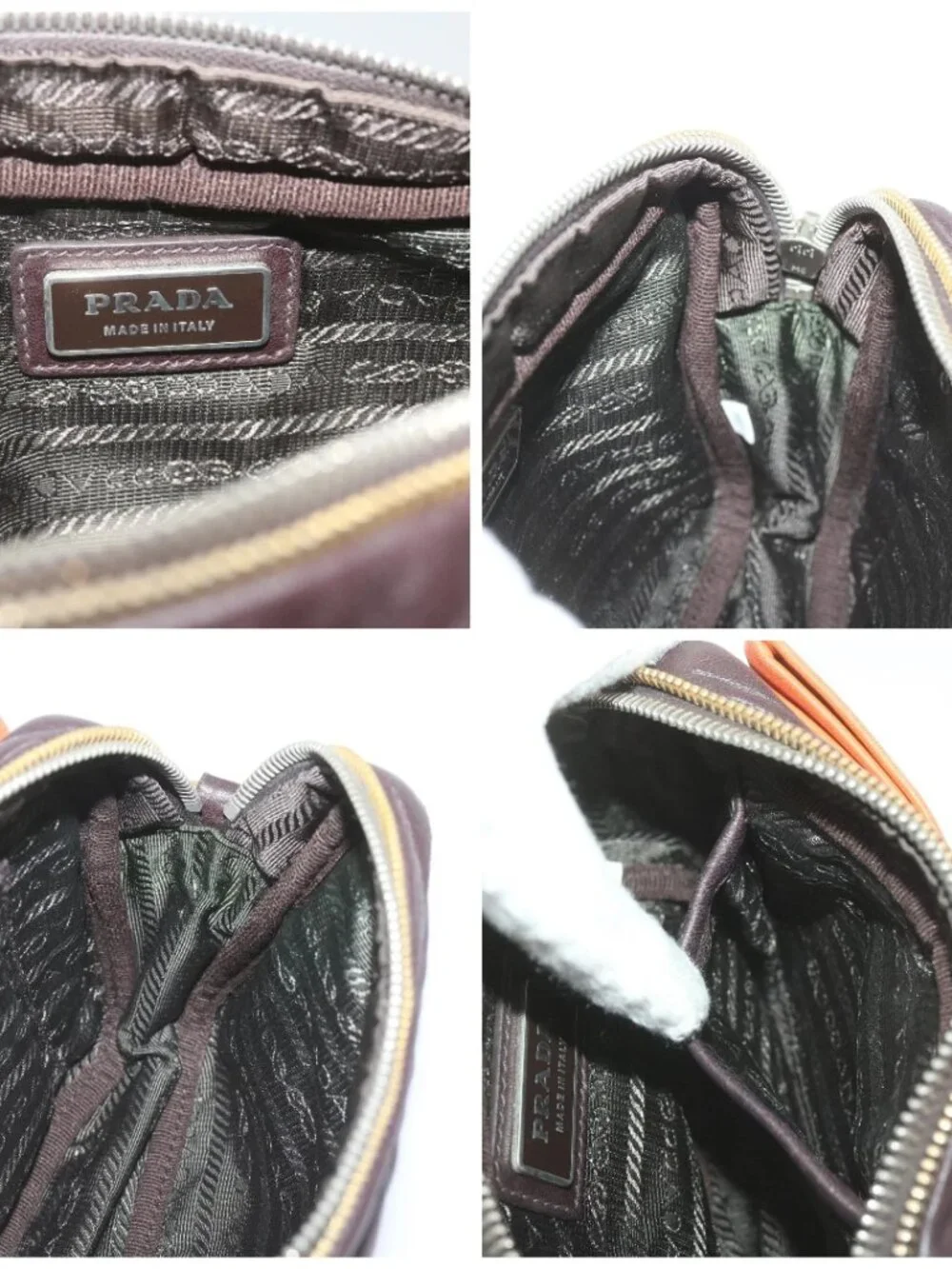 PRADA Ribbon Shoulder Bag Leather Orange Brown Auth 69111 - Picture 14 of 14